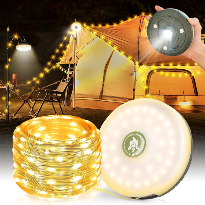 Guirlande Lumineuse De Camping 10M Rechargeable - Lampe Portable 4 En 1 Pour Extérieur, Randonnée, Noël