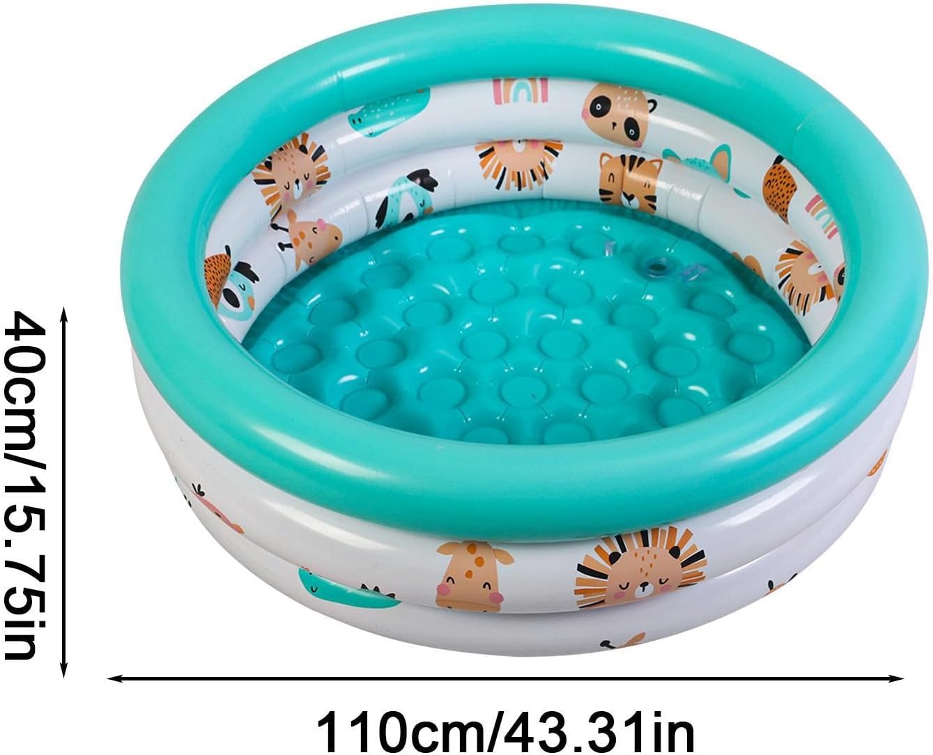 Piscine Gonflable Ronde Imprimée – Motif Mignon, Avec Balle De Mer Et Jouet De Pêche – Pour Enfants, Jardin, Plage – 110 Cm