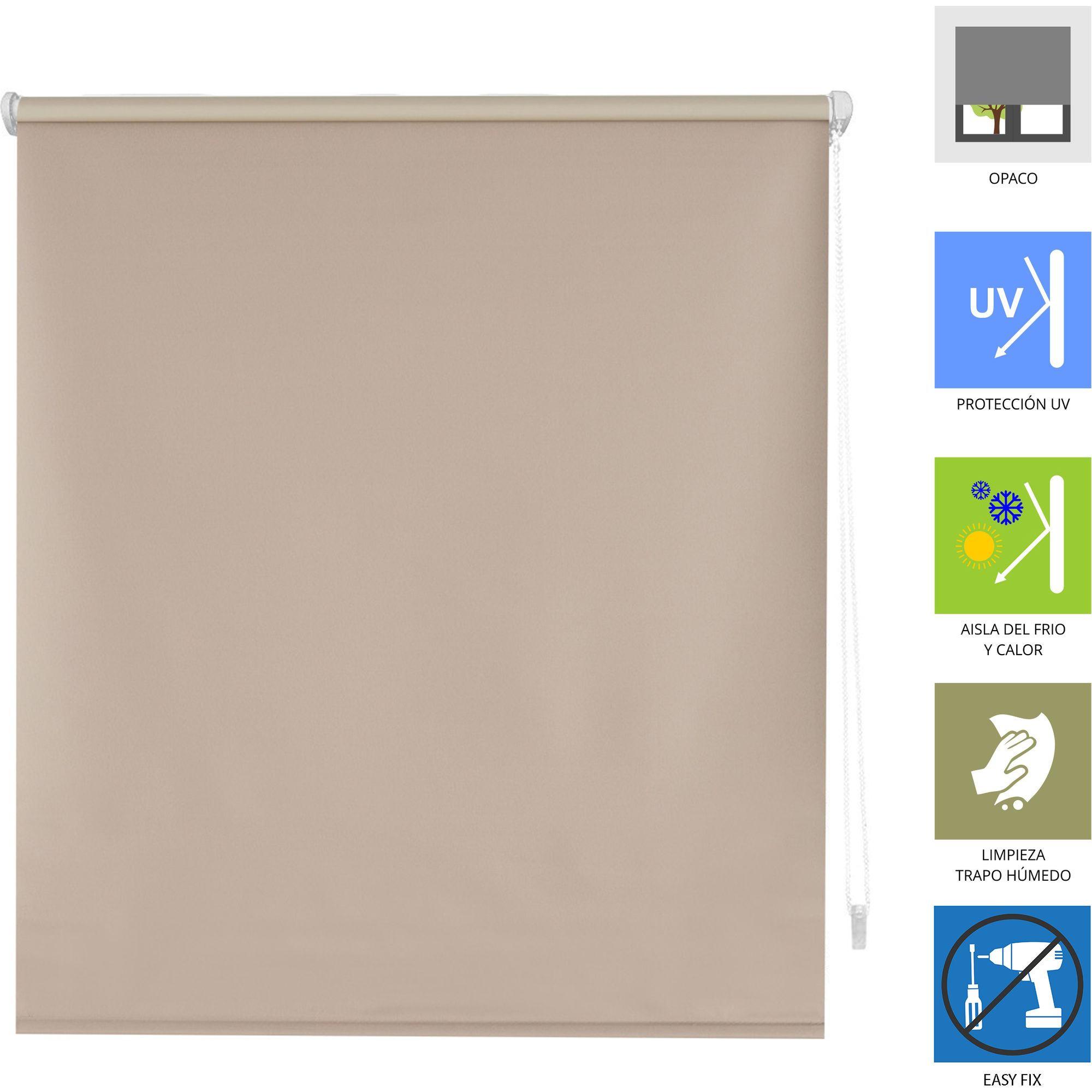 ECOMMERC3 | Tenda A Rullo Liscia Coprente Easyfix Misura 67x180 - Tenda Coprente SENZA ATTREZZI Tessuto Misura 64x175 - 3