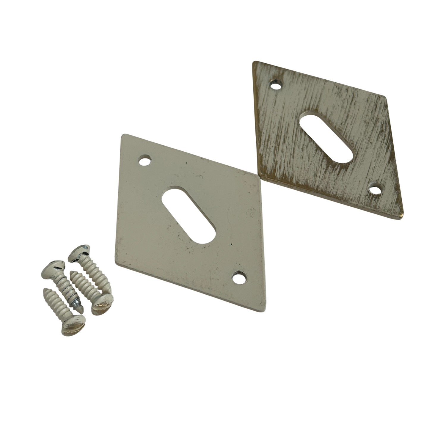 2 rosaces de poignée de porte losanges Ellix entrée de clé, Fer aspect ivoir or - 5