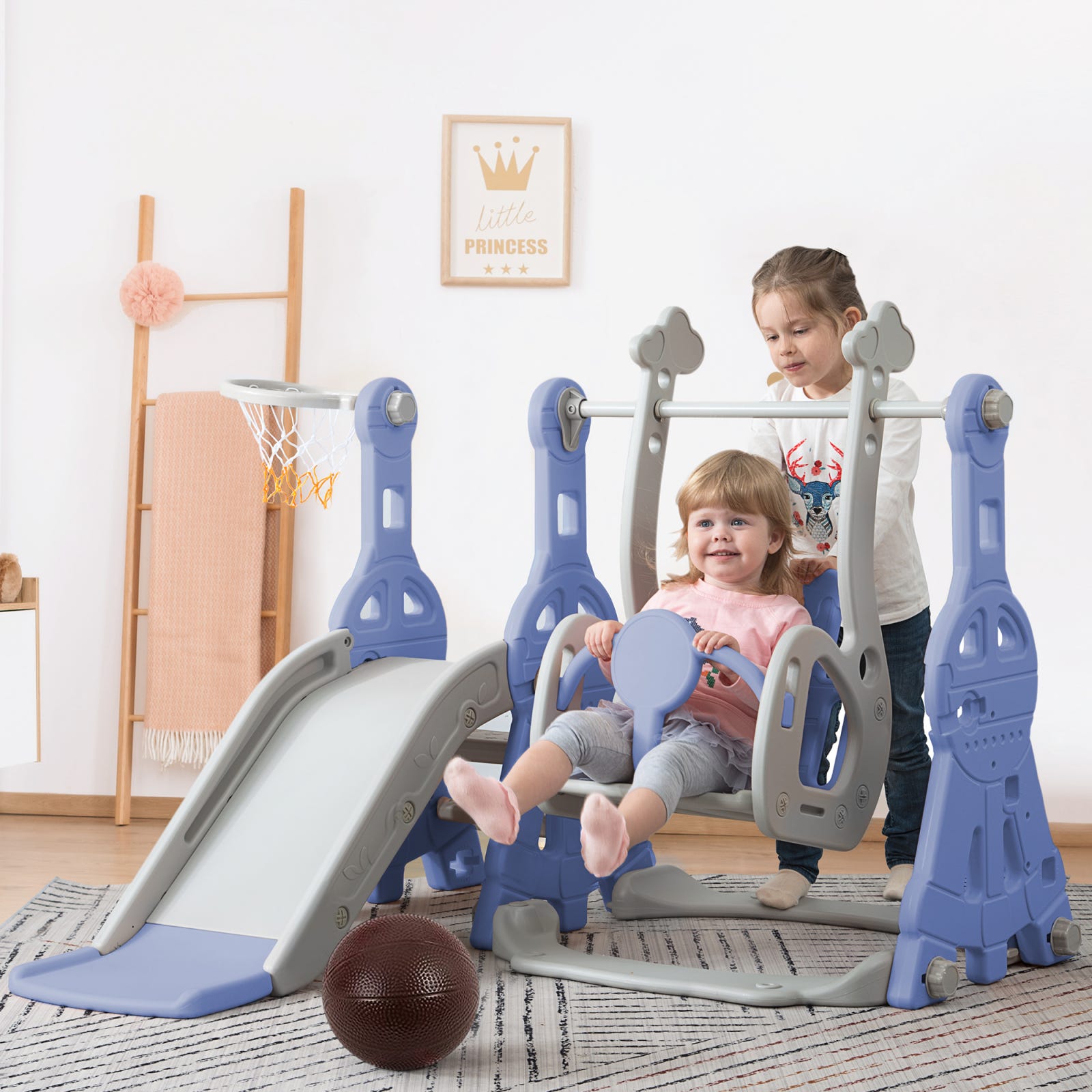 Structure Jeu Hdpe Enfant Toboggan Enfant 4 En 1 Avec Balançoire Et Panier De Basket - Jeux Intérieur Et Extérieur Toboggan Balançoire Intérieur Structure Jeu Hdpe Enfant Toboggan Enfant 4 En 1 Avec Balançoire Et Panier De Basket - Jeux Intérieur Et Extérieur Toboggan Balançoire Intérieur