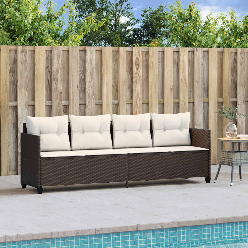 Tumbona con cojines ratán sintético marrón - COMFORTXL - 3