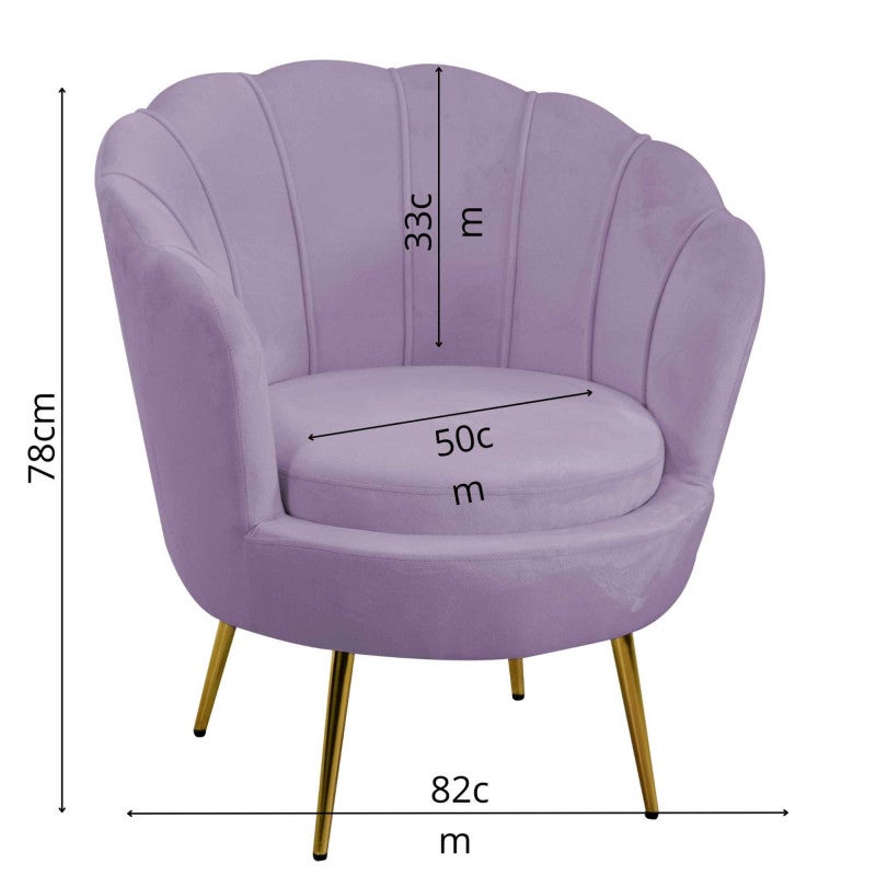 Poltrona velluto tulipan viola cm73x72h77 - 4