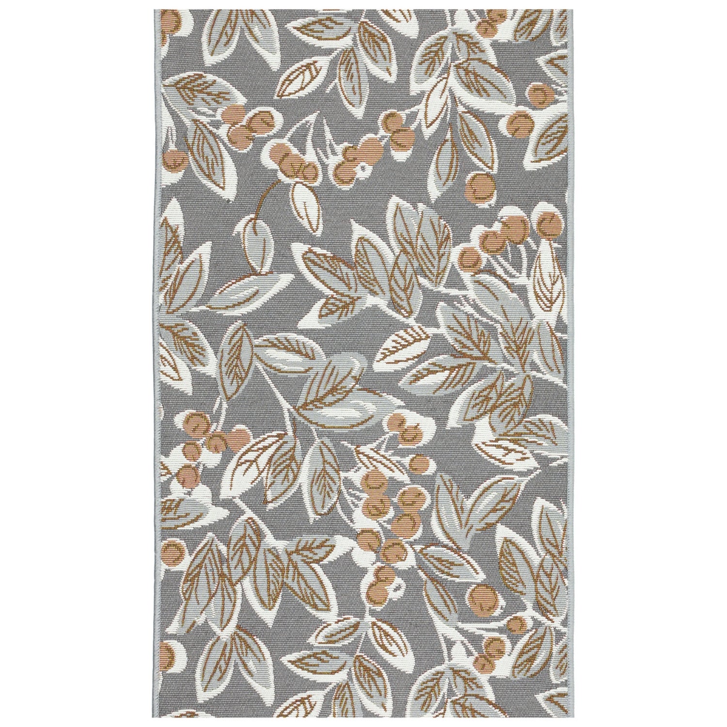 Dywan do kuchni, dywan do przedpokoju tkany na płasko SELENA 60x100 cm OEKO-TEX liście szary