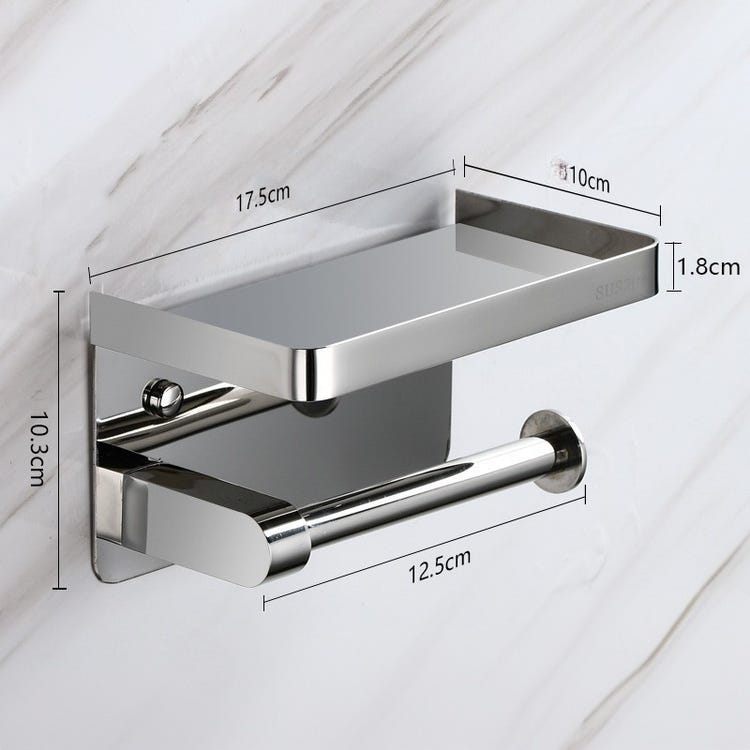 Uchwyt na papier toaletowy, wieszak na ręczniki, uchwyt na telefon komórkowy, stal nierdzewna 304, kolor metalowy, 17,5*10*10,3 cm
