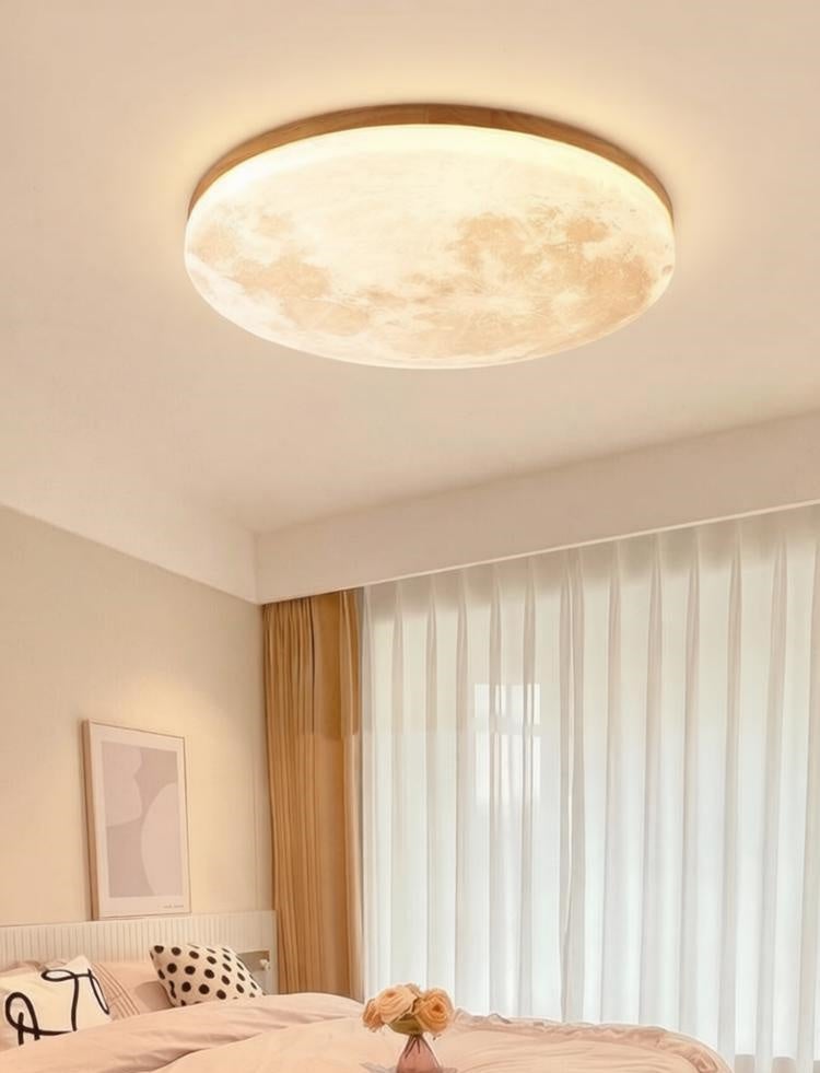 Plafonnier nordique en forme de lune,plafonnier LED rond,plafonnier créatif, idéal pour la chambre et la cuisine(26 cm,lumière tricolore) - ZAEWRY - 8