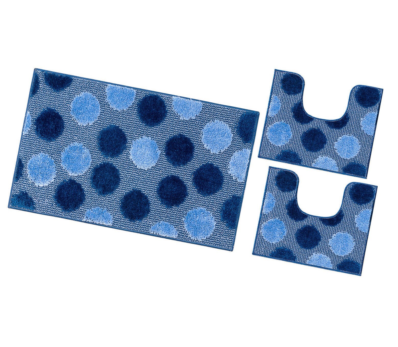 Zestaw 3 Kropki Niebieskich Dywaników łazienkowych Girowater Miękki Chłonny Antypoślizgowy