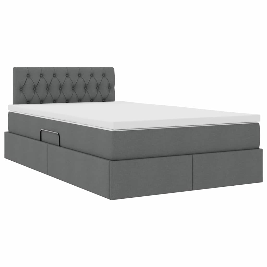 Lit avec rangement et matelas, gris foncé, 120 x 200 cm, velours - 5