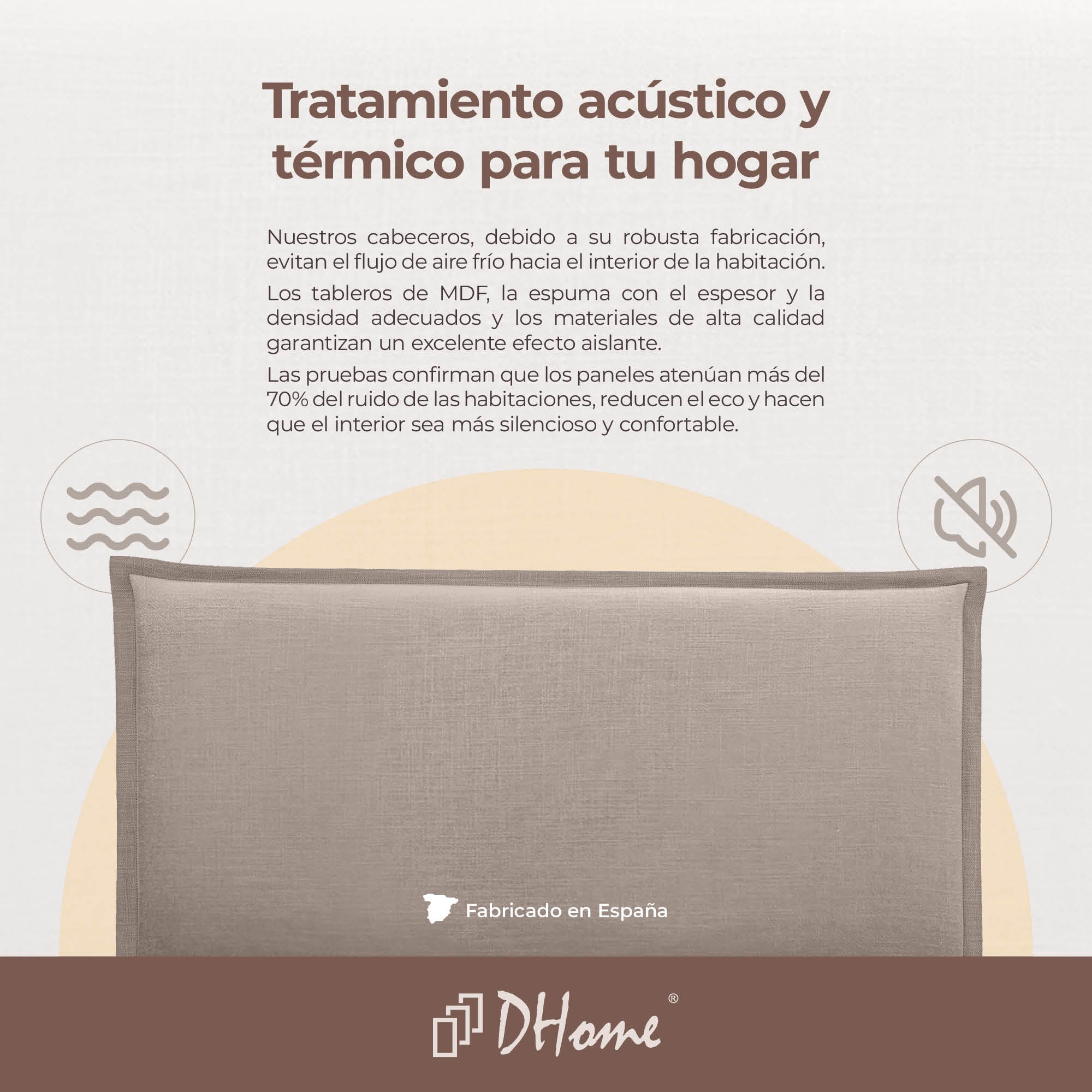 DHOME Cabecero de Lino Natural Liso con Ribete Cabezal Tapizado Cama Dormitorio Moderno Top Trending (Beige, 90cm) - 7