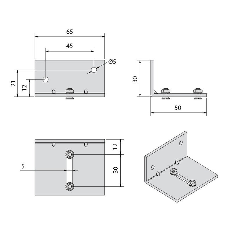 Equerre double de fixation murale de 2 rails jumelés pour SLID'UP 1300 - 2