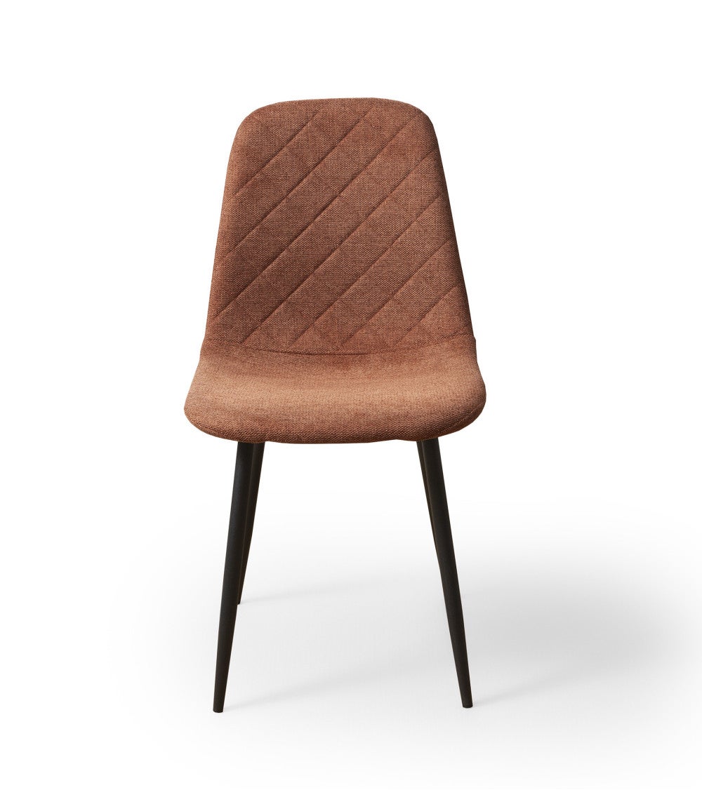 Pack de 4 sillas SUIZ sillas de comedor tapizadas en tela marrón y patas negras - 4