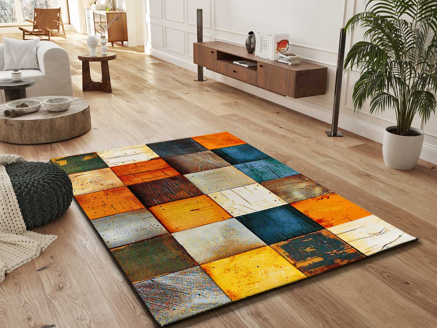 Prostokątny wielokolorowy dywan do wnętrz 160 x 230 cm SYBIL geometryczny - ATTICGO