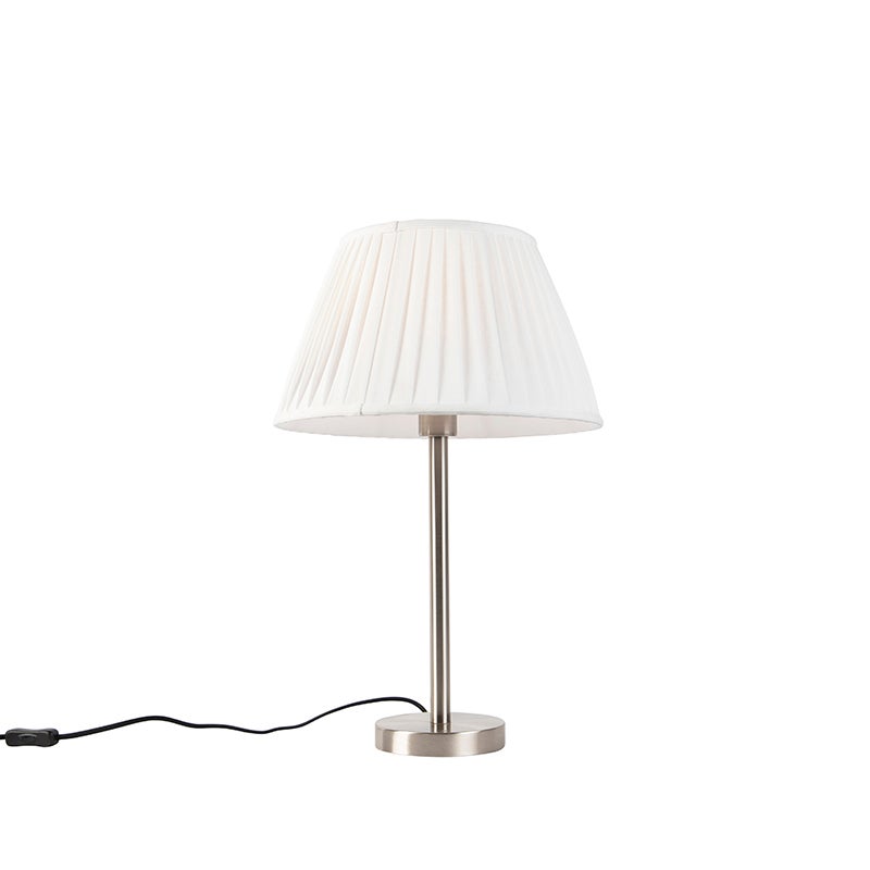 Qazqa classic-antique lampa stołowa z kloszem - Simplo - biały, okrągły, max. 60w, e27, 54.5cm, IP20 oświetlenie wewnętrzne