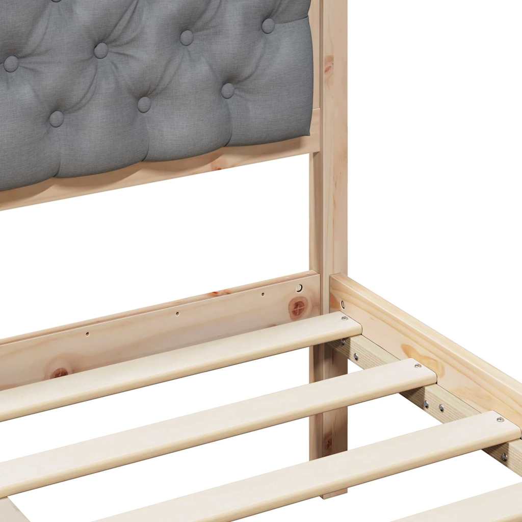 Cadre de lit gris clair, pin massif, pour la chambre, 135 × 190 cm - 8