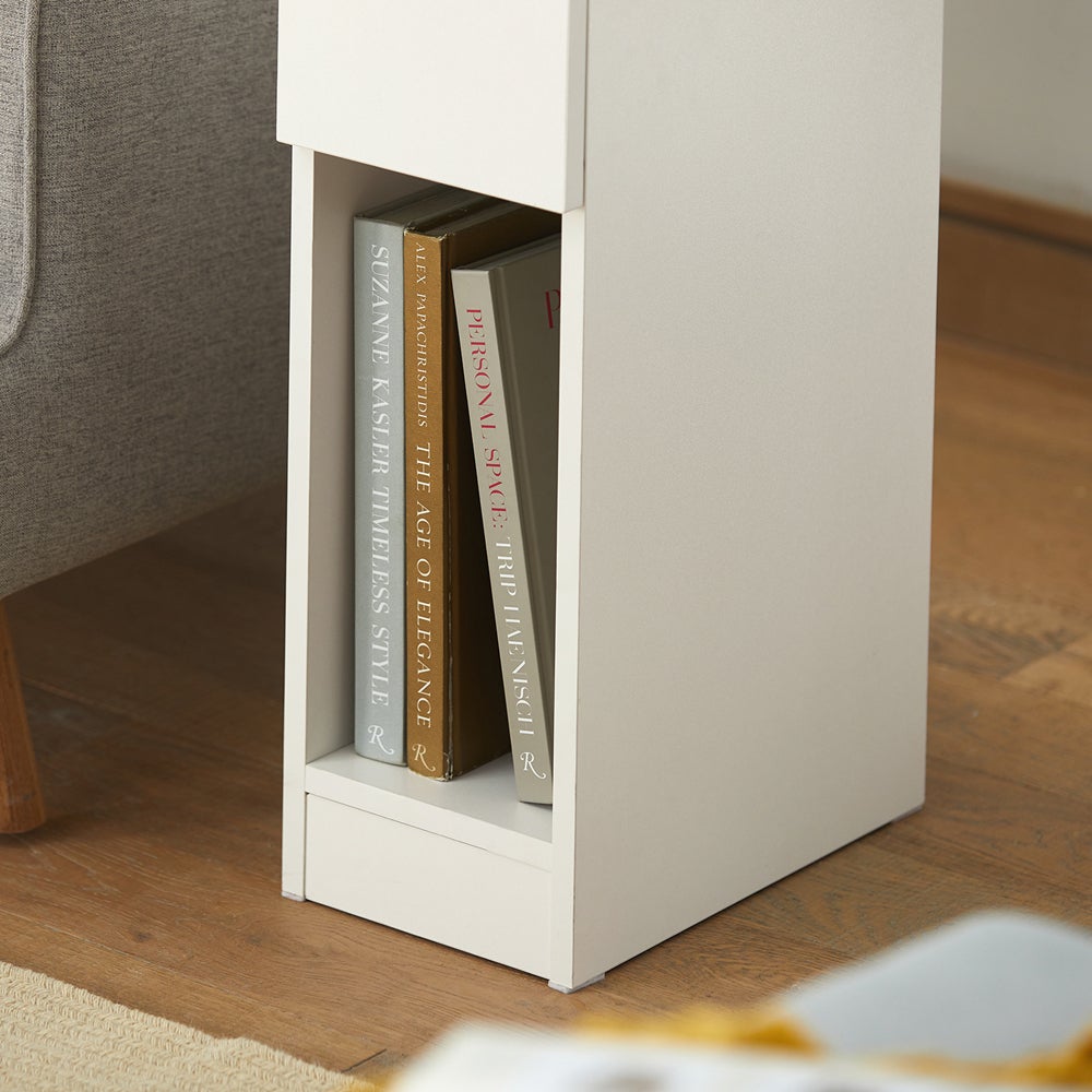 SoBuy Lot de 2 Table de Chevet étroite 20 cm avec tiroir Table de Nuit Gain de Place & Chevet de lit Blanc 20x35x60 cm - 6