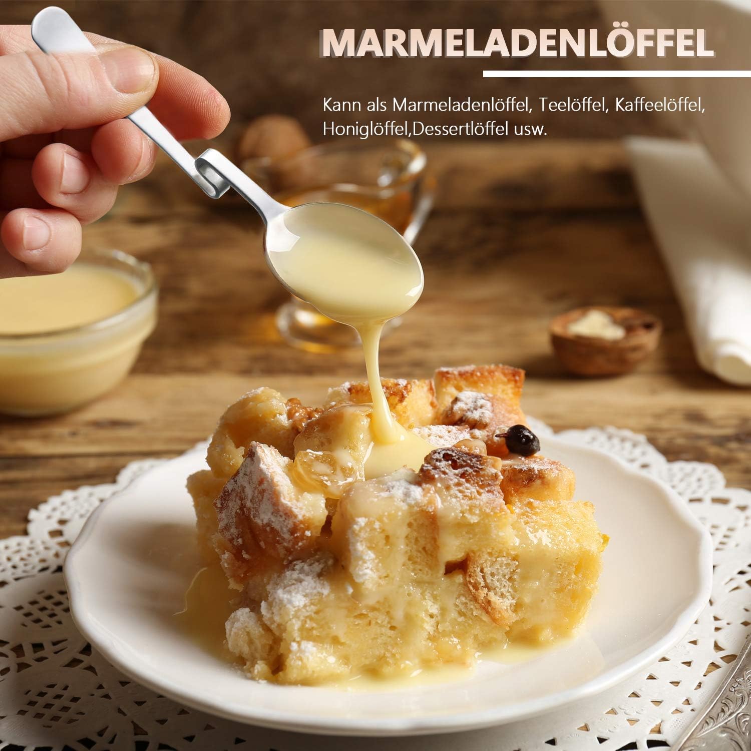 Zestaw 4 wiszących łyżeczek ze stali nierdzewnej do kawy, herbaty, dżemu, latte macchiato - 5