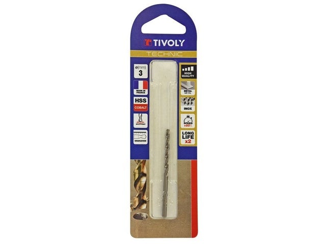 Tivoly • 1 Foret Metal Cobalt Technic Gradué D3mm, en acier au cobalt de haut niveau de qualité et affûtage 