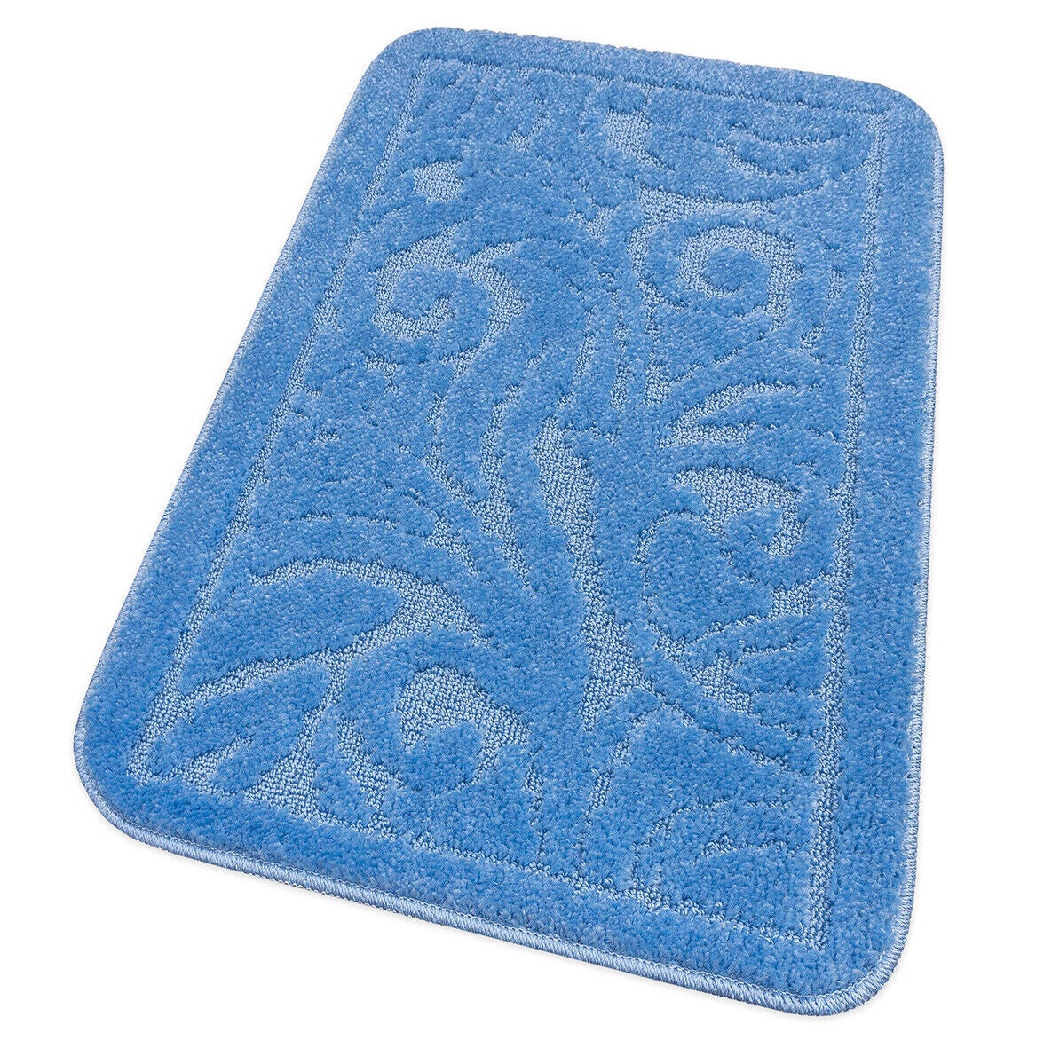 Mata łazienkowa Antypoślizgowy Absorbent 50x110 Cm Barokowy Jednolity Kolor Błękitny