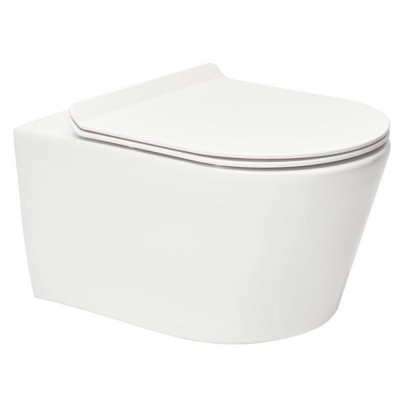 Pack WC sans bride Brevis, fixations invisibles + Abattant softclose slim + Bâti support Geberit UP100 + Plaque blanche - 3