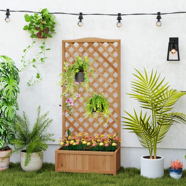 2 Pezzi Letto da Giardino Rialzato con Traliccio, Fioriere da Esterno in Legno Rialzate con Fori di Drenaggio, Fioriera a Traliccio Autoportante per Piante Rampicanti Fiori in Giardino, Patio | IT 2 Pezzi Letto da Giardino Rialzato con Traliccio, Fioriere da Esterno in Legno Rialzate con Fori di Drenaggio, Fioriera a Traliccio Autoportante per Piante Rampicanti Fiori in Giardino, Patio | IT
