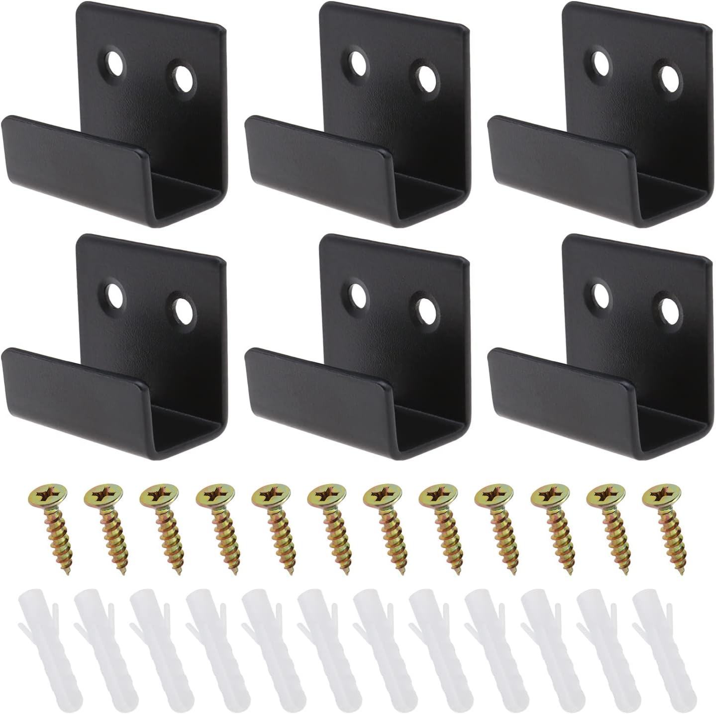 Leliafleury 4 Soportes De Pared De Acero Inoxidable Para Azulejos De Cerámica, Ganchos Planos En J, Soportes Negros Para Colgar Cuadros Para El Hogar
