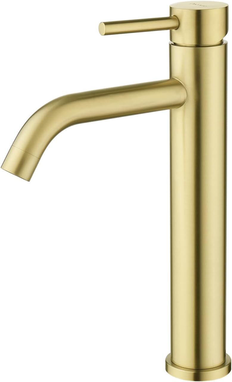 Złota bateria łazienkowa, wysoka bateria umywalkowa, wysokość wylewki 186 mm, odpowiednia do ciepłej i zimnej wody w łazience, stalowa