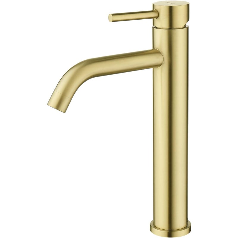 Złota bateria łazienkowa, wysoka bateria umywalkowa, wysokość wylewki 186 mm, odpowiednia do ciepłej i zimnej wody w łazience, stalowa