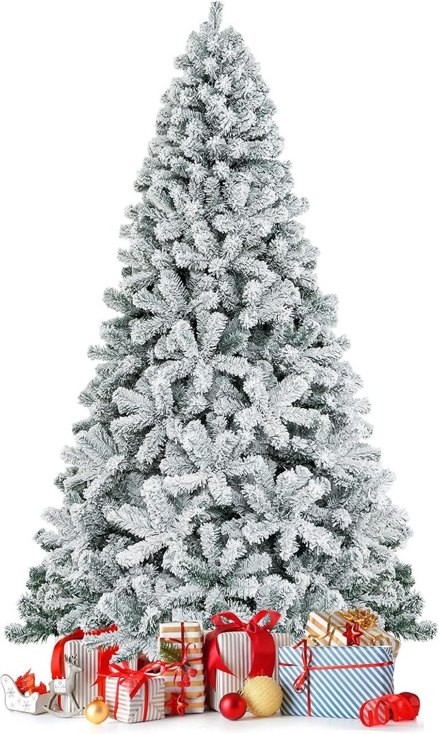 Albero di Natale Snowdust 225 cm con 1010 punte di rami in PVC, albero di Natale tradizionale con supporto in metallo,sicuro per decorazioni natalizie