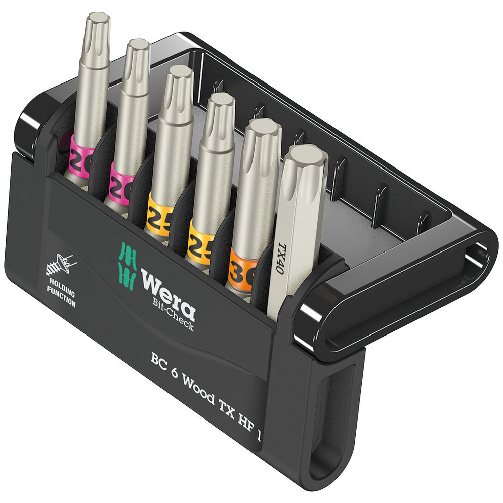 Wera - 05056470001 - Assortimento inserto, Bit-Check 6 Legno TX HF 1, 6 pezzi