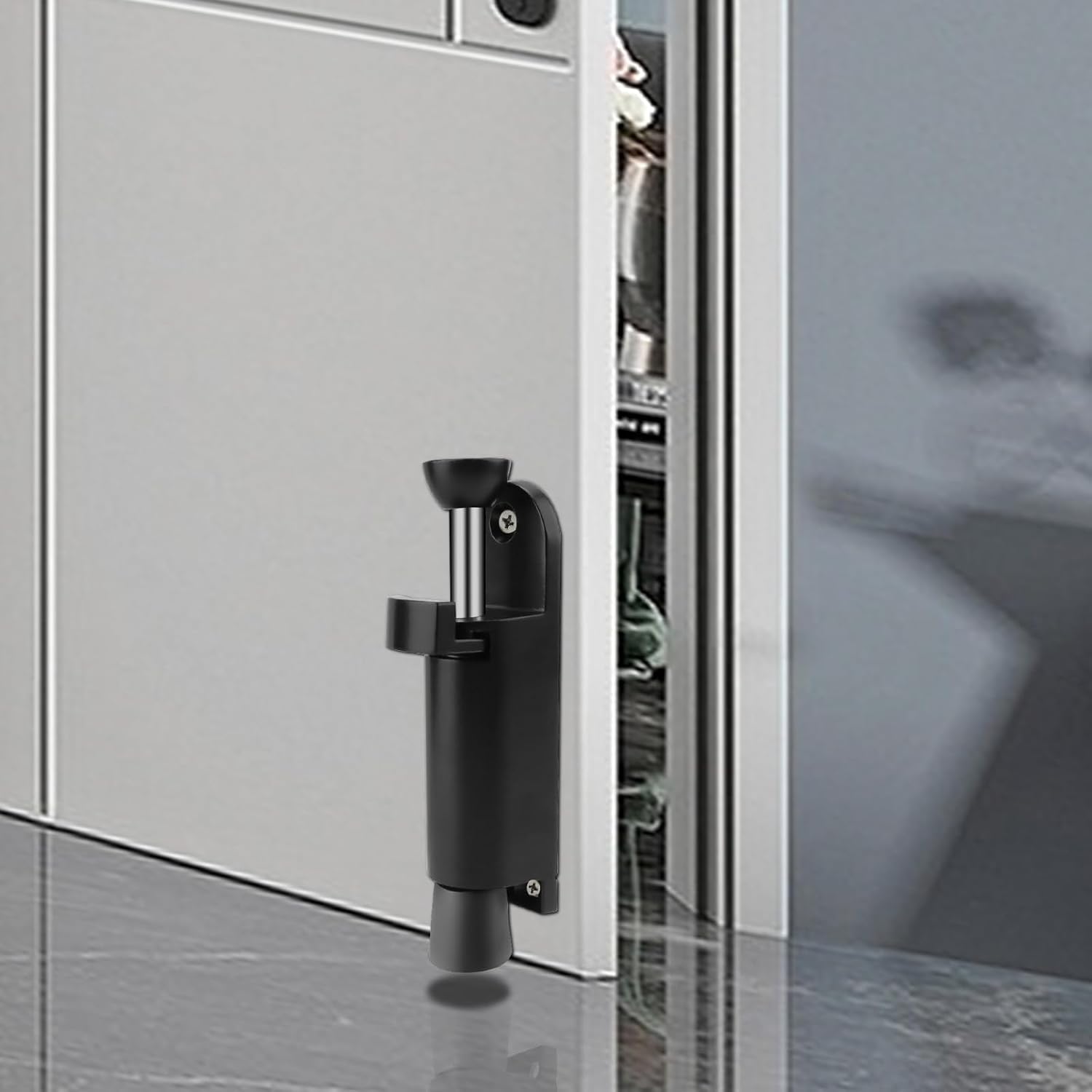 1 Butée de Porte en Noir, Bloque Porte Sol en Anti-Défaillance, Arret de Portail Universel Intérieur & Extérieur, Alliage de Zinc Sécurité Porte, pour - 5