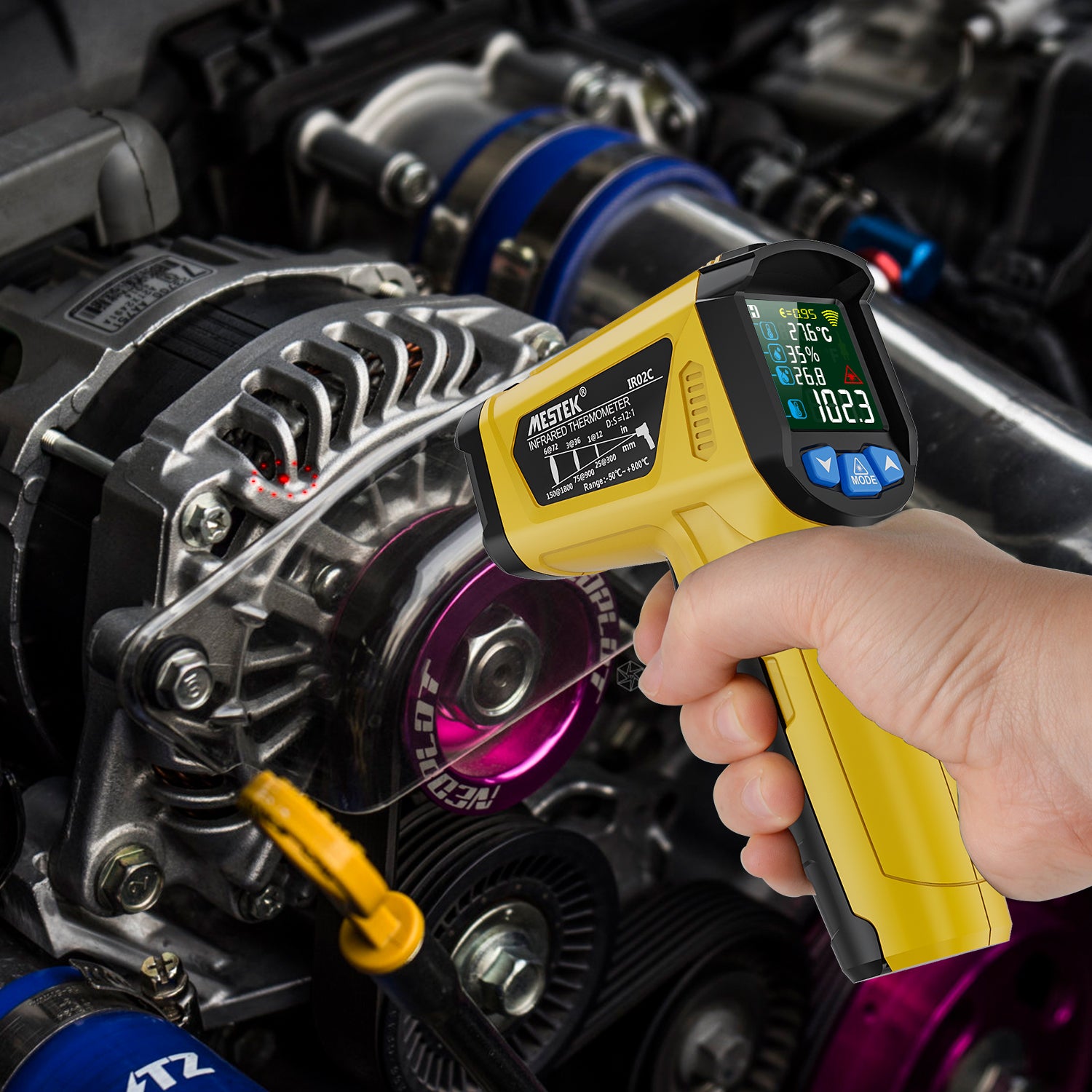 Thermomètre industriel de haute précision, thermomètre infrarouge laser, sonde de température infrarouge portable, LCD sans contact 800 ℃ - 9