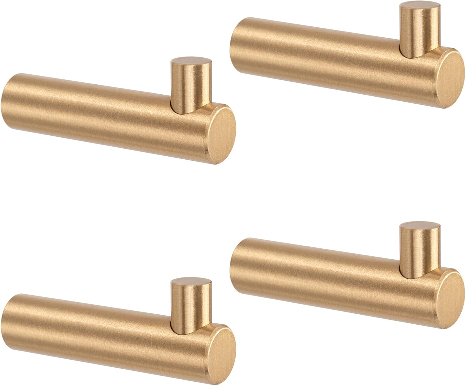 Set de 4 cârlige de perete în formă de L, 50 x 12 mm, din alamă solidă placată cu aur, pentru baie, bucătărie și haine 4buc