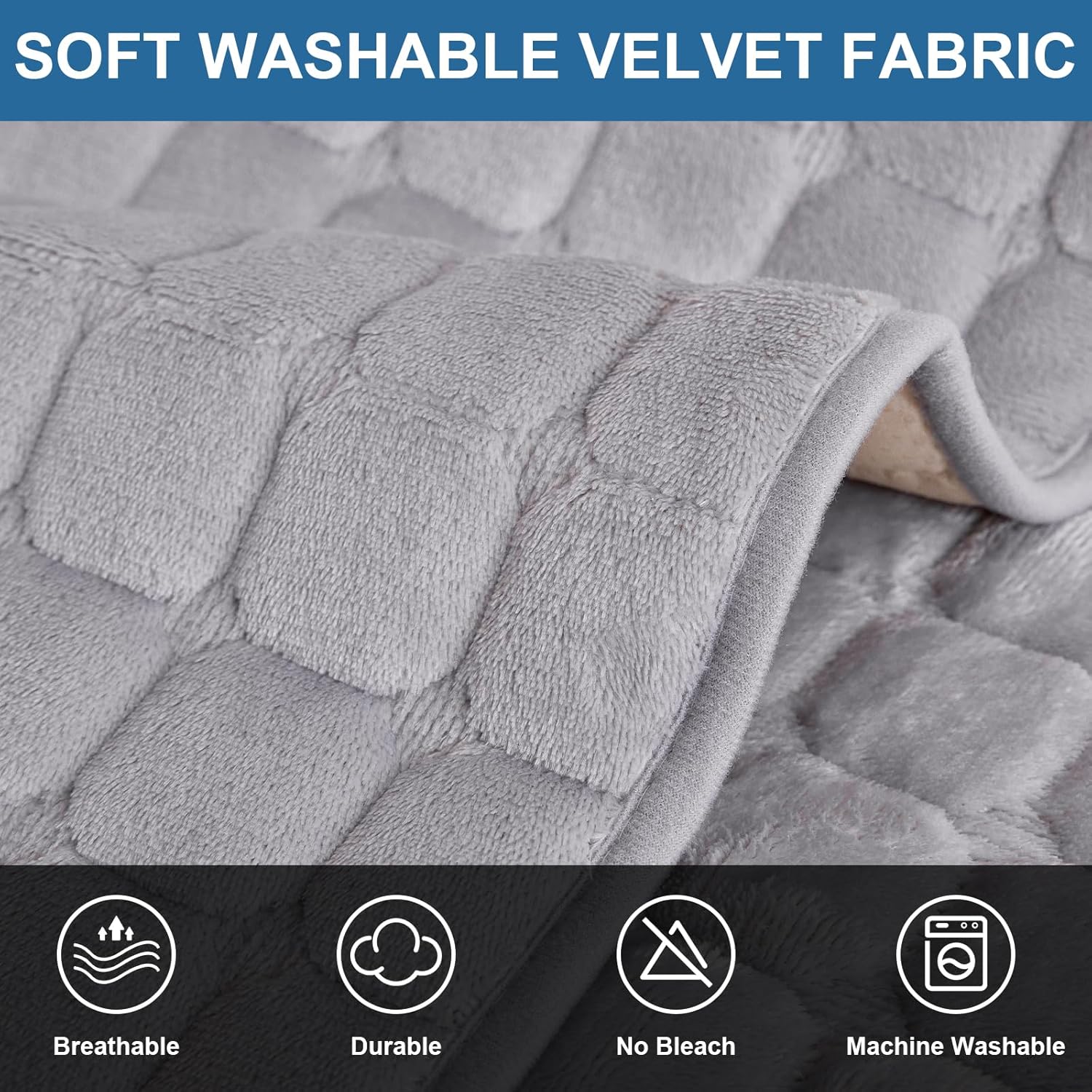 (Grigio chiaro, 70×150 cm 1 pz) Copridivano in flanella, copridivano angolare, 3 posti antiscivolo per protezione a forma di L - 5