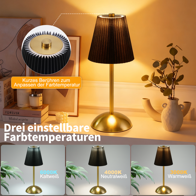 Nettlife Lampada da Tavolo Senza Fili Set di 2 - Lampada Comodino LED Touch Dimmerabile, Ricaricabile USB, Paralume Tessuto, Design Moderno - 6