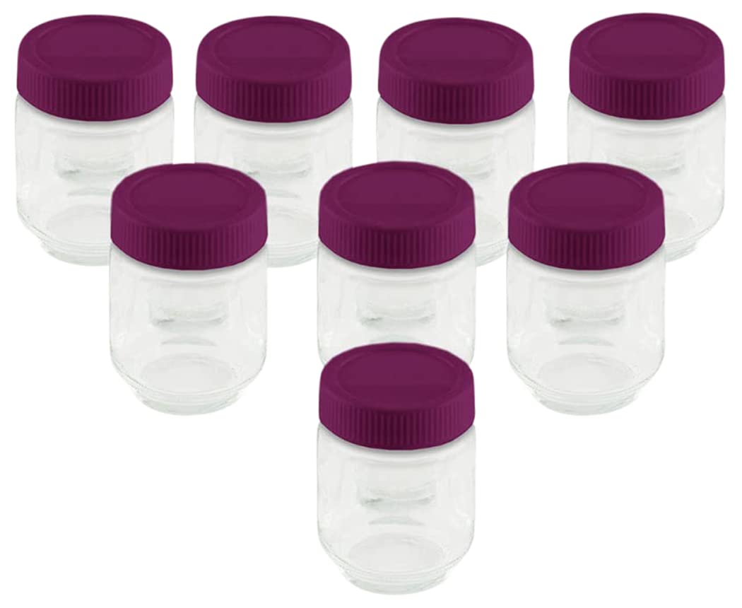 Vasetti Yogurt In Vetro Da 190ml - Con Coperchio Prugna, Set Da 8 - Foto 5