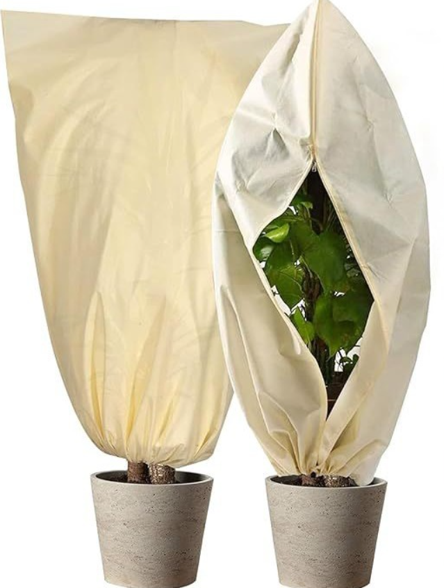 Dwuczęściowy pokrowiec zimowy na rośliny ze sznurkiem, chroni przed zimnem, wiatrem i deszczem, utrzymuje ciepło, wielokrotnego użytku, 90x150 cm