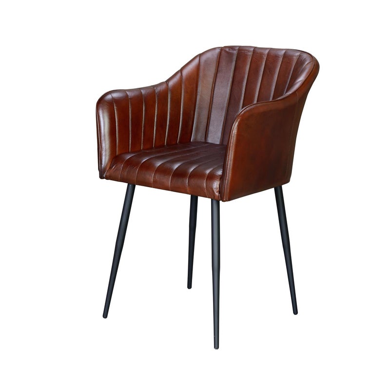 Leżanka ze skóry naturalnej z brązowymi metalowymi nogami