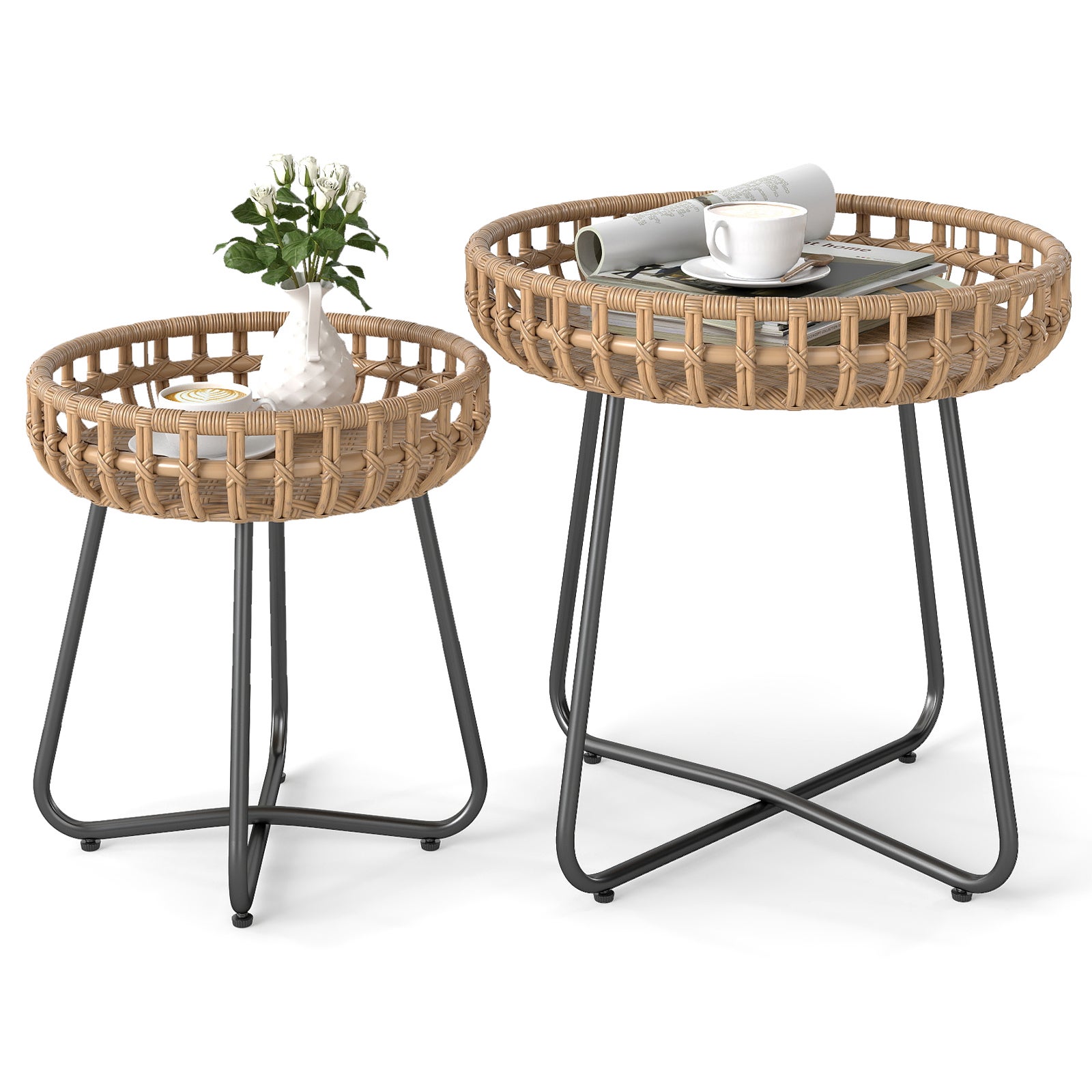 Table Polyvalente Table D'appoint En.casa Avec 2 étagères - Effet Chêne - 60x22x57 Cm - Bout De Canapé, Table De Chevet, Table Basse Table Bout De Canapé