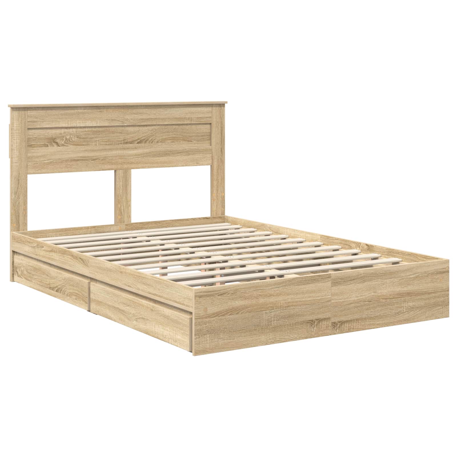 Lit de Rangement Chêne 140 x 200 cm Bois d'ingénierie - 4