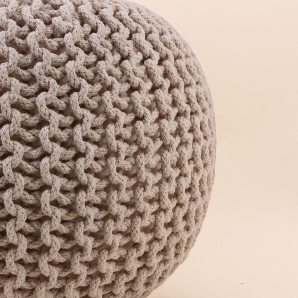 Pouf rond tricot 40x30cm - Ornami - 4