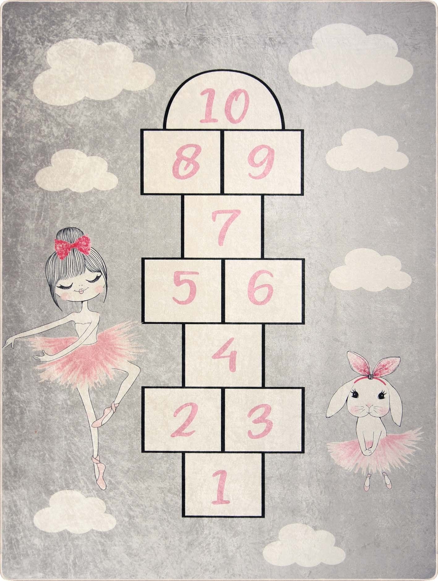 Tapis Enfant MARELLE PRINCESSE Rose Gris - 80x150cm - 4