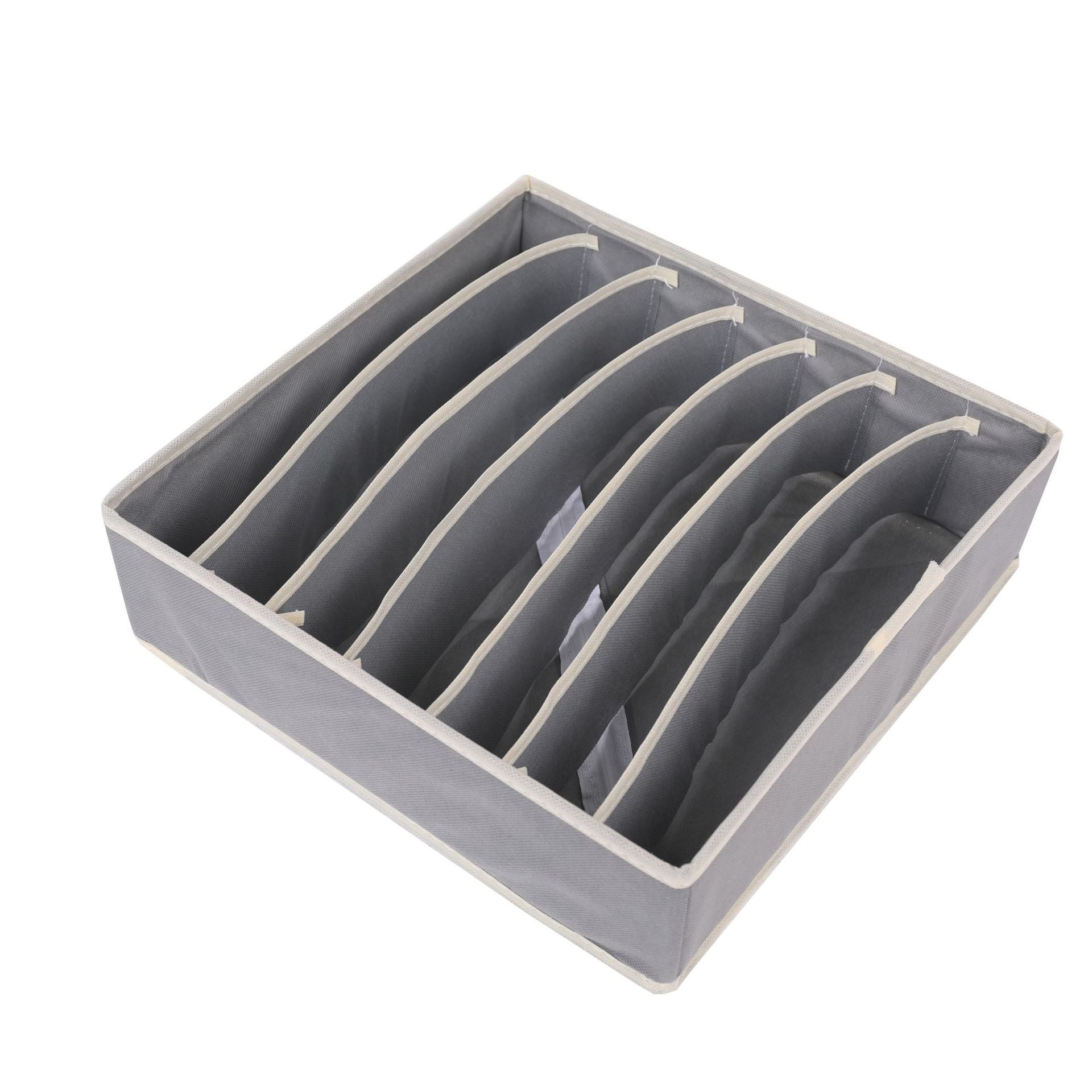 SONGMICS Organiseurs de Tiroir, Séparateur de Coiffeuse, Lot de 6, Boîte de Rangement Pliable en Tissu pour Chaussettes, sous-Vêtements, Soutiens-Gorge, Cravates, Foulards, Gris RDZ06G