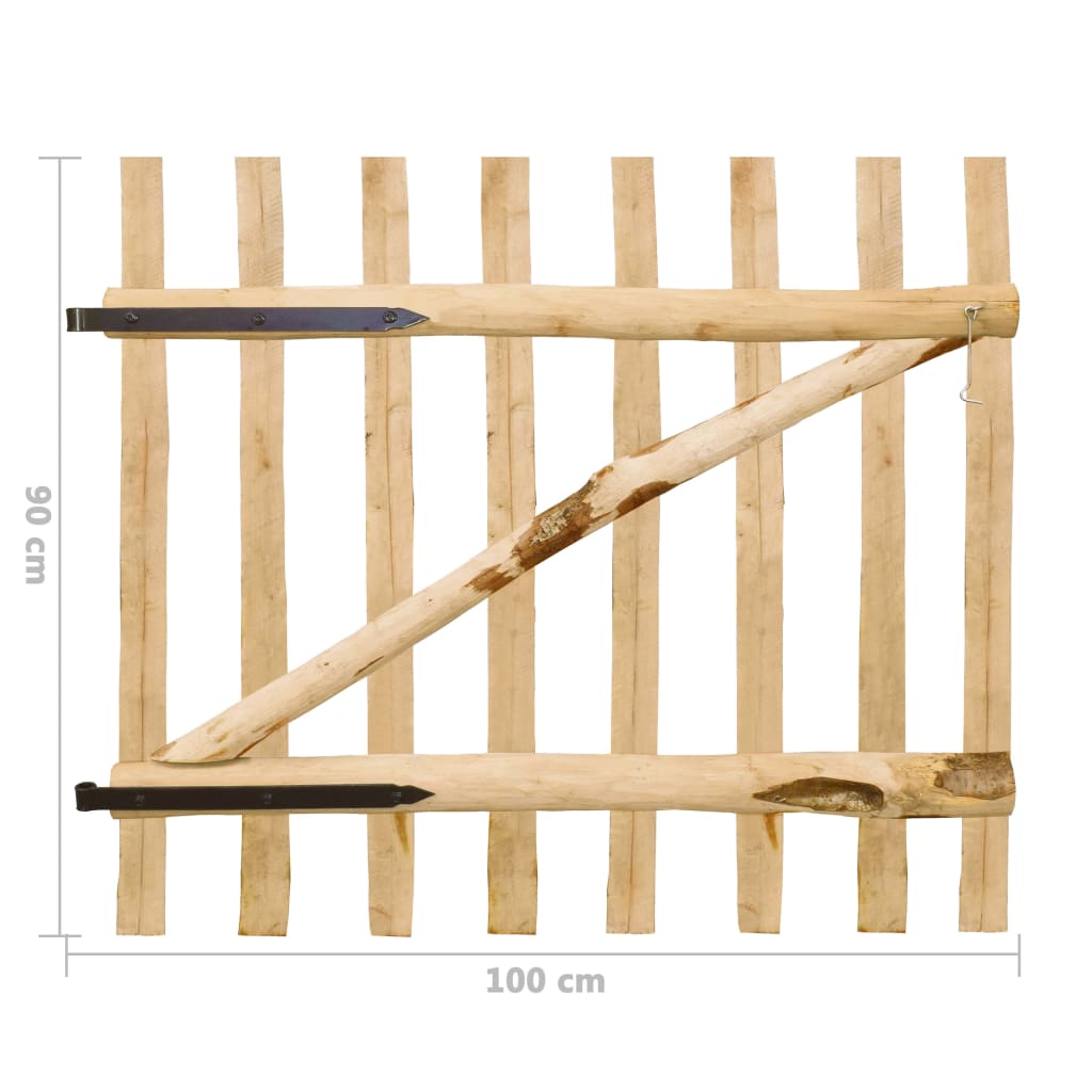 Porte de jardin | Portail de jardin | Portillon simple de clôture Bois de noisetier 100x90 cm CFW78680 - 6