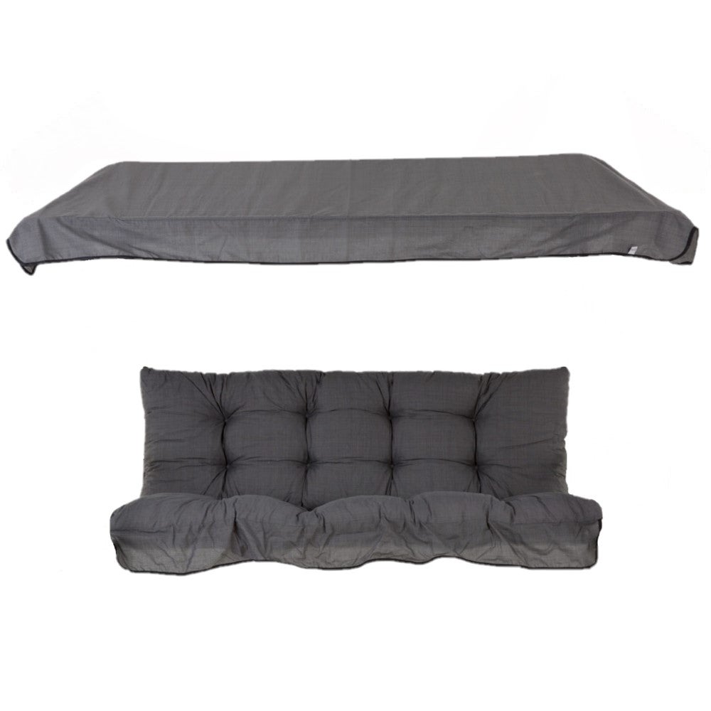 Poduszki na huśtawkę 140 cm z daszkiem Hawaii szre w kratkę Patio