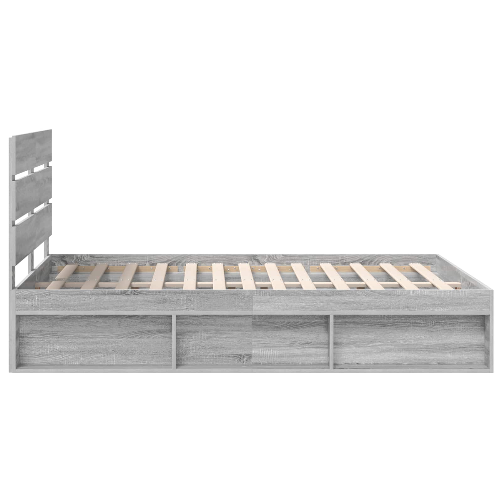 Cadre de lit gris en bois de pin massif pour la chambre, 150 × 200 cm - 8