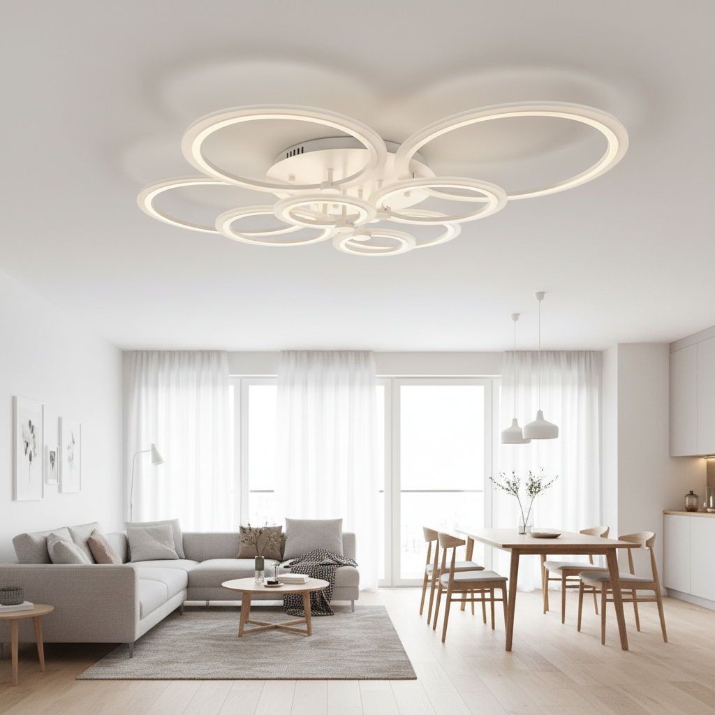 Lampadario Plafoniera LED moderno da soffitto Dimmerabile 8 cerchi per camera da letto soggiorno cucina 78W x 2 colori 3000K 4000K 6500K - 2