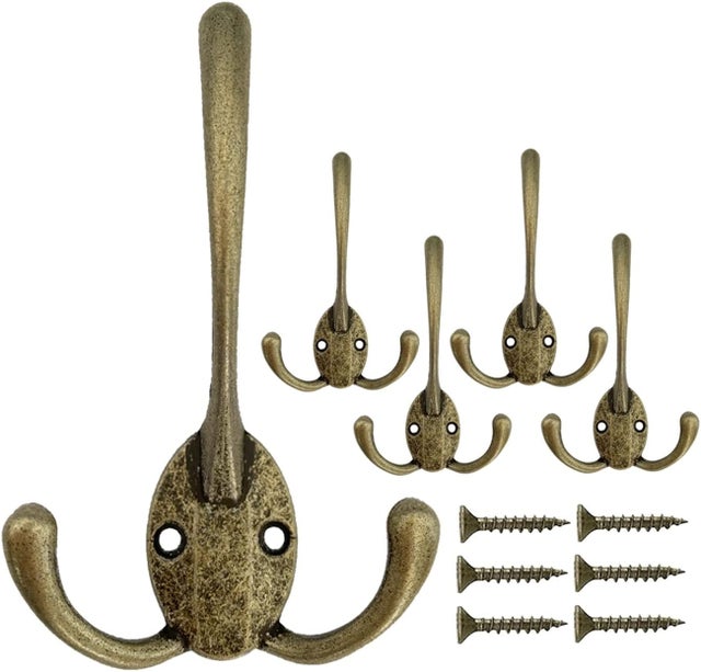 Crochet Porte Manteau Mural Vintage, 5 Pièces Bronze Crochets