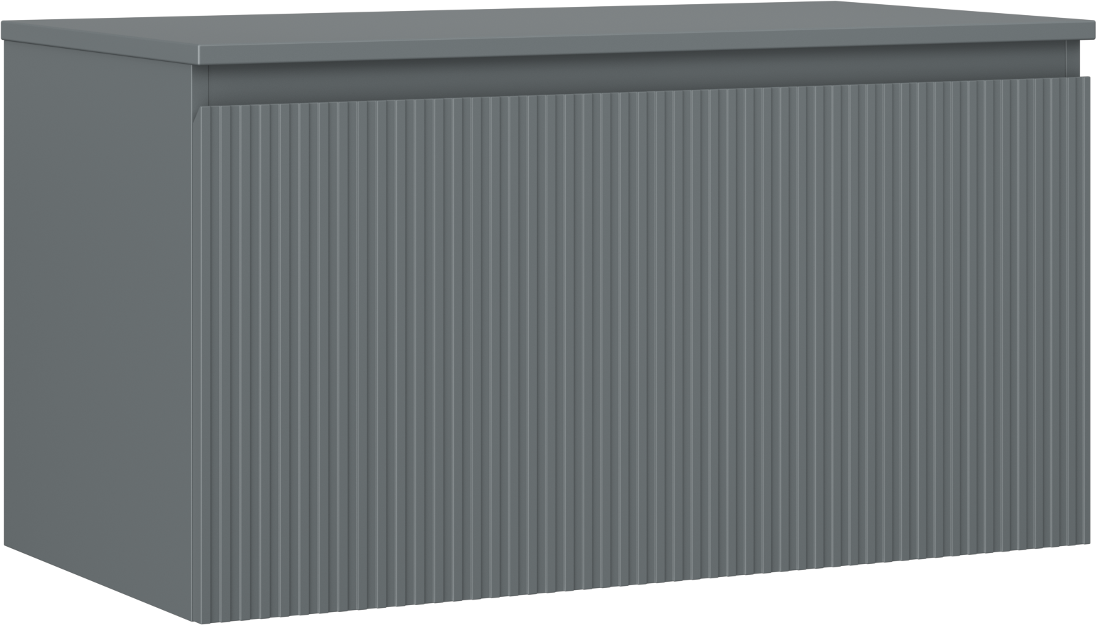 Mexen Rivel szafka łazienkowa podumywalkowa 90 cm z blatem, 1 szuflada, ryflowana , grafit mat - 91A20-09047-1-BFC66