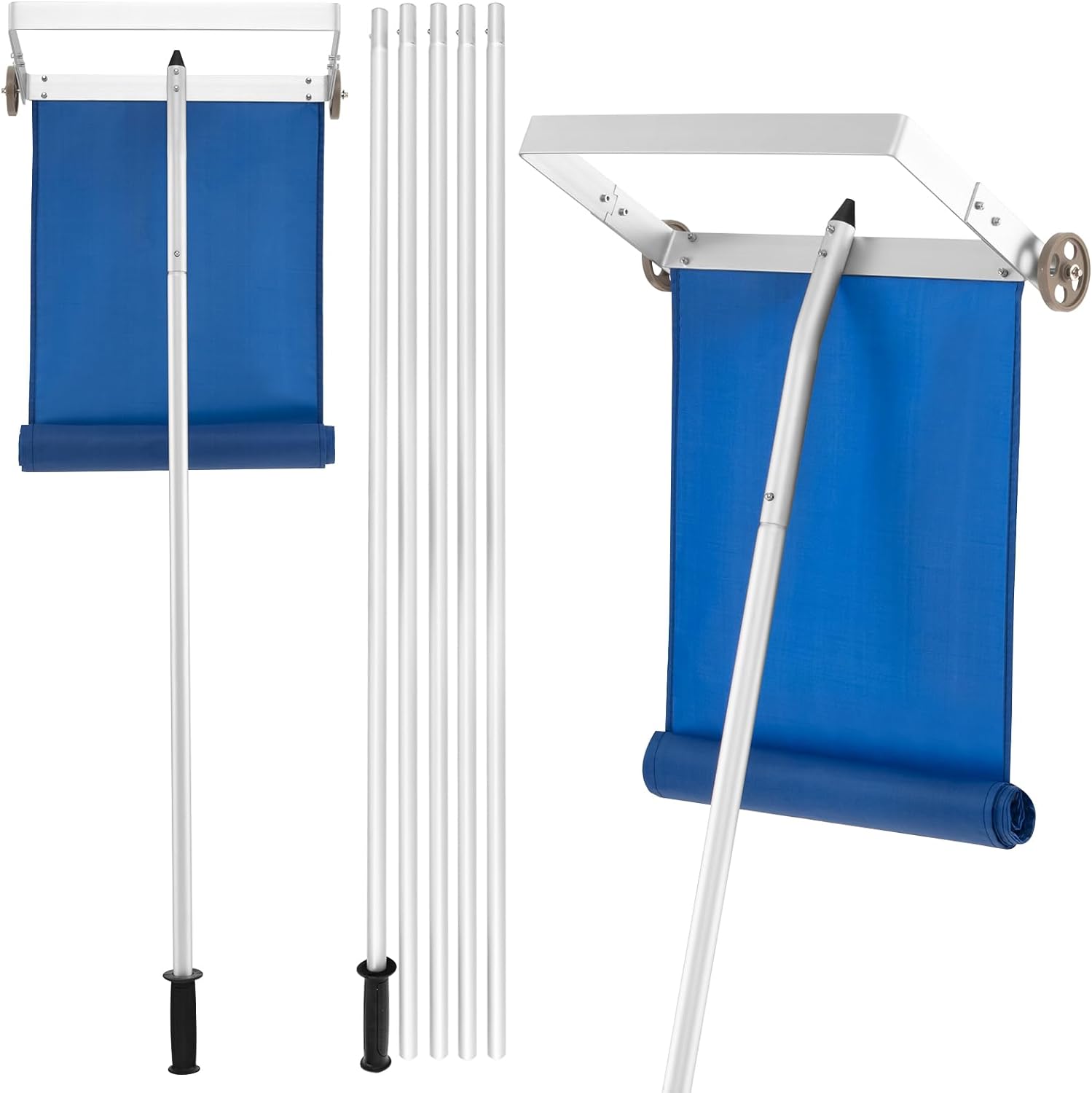 Rastrello da Neve per Tetto per Rimozione Neve, Pala da Neve per Tetto Lunghezza 635mm Plastica ABS Lega Alluminio con Manico Antiscivolo Regolabile per Foglie Neve sul Tetto Veicoli Domestici