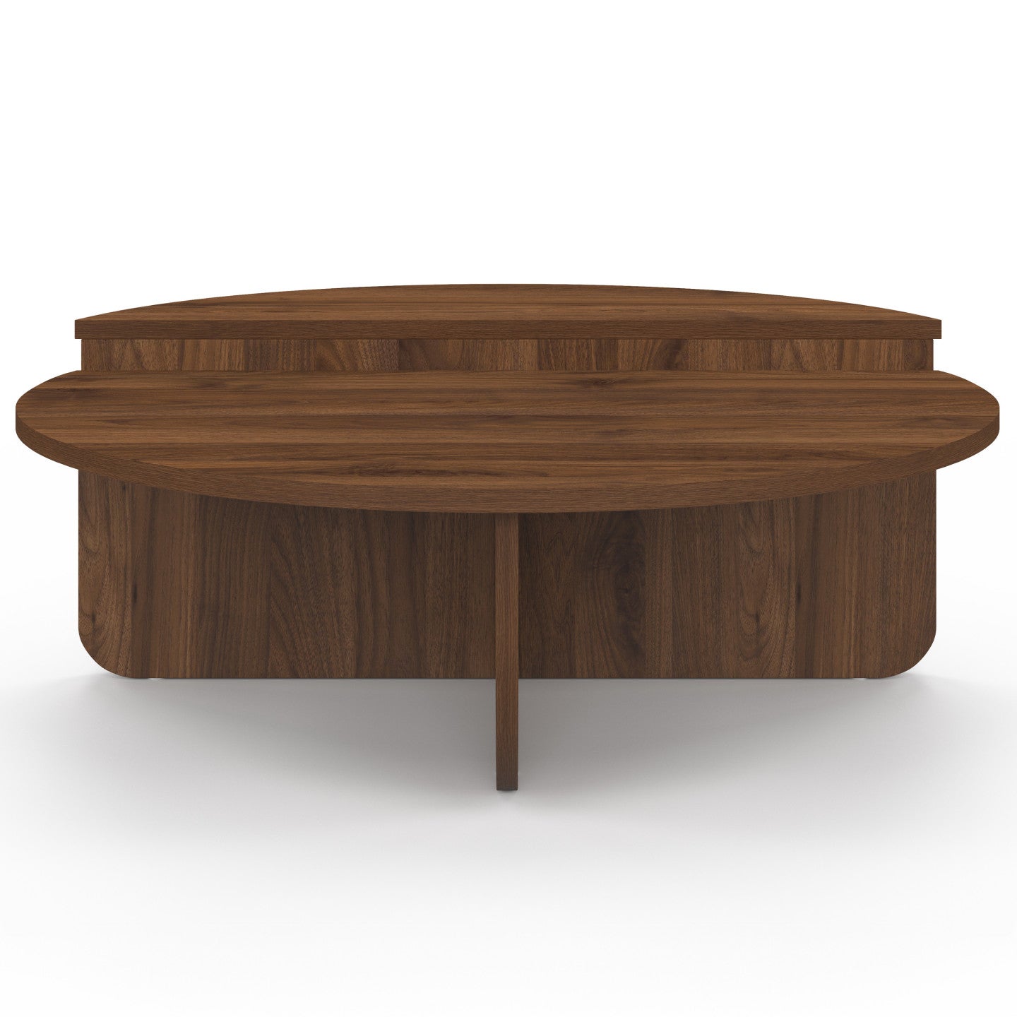 Lot de 2 tables basses rondes GUILIA 90 cm asymétriques effet noyer - 3